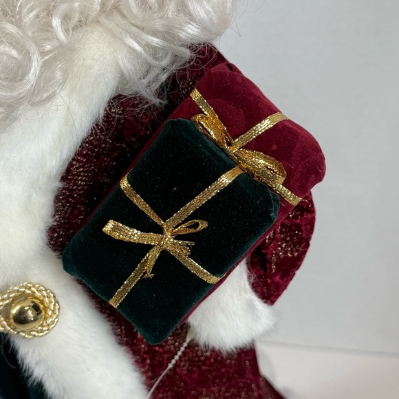 Vintage Old World Santa Figurine on Stand Santa Red Velvet Holiday Decor 21” - Picture 7 of 17